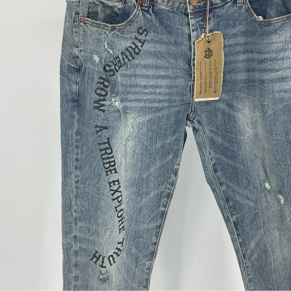 STRIVERS ROW NWT MEN’S SUGAR MAPLE DISTRESSED BLUE DENIM JEANS 40 - Picture 6 of 16